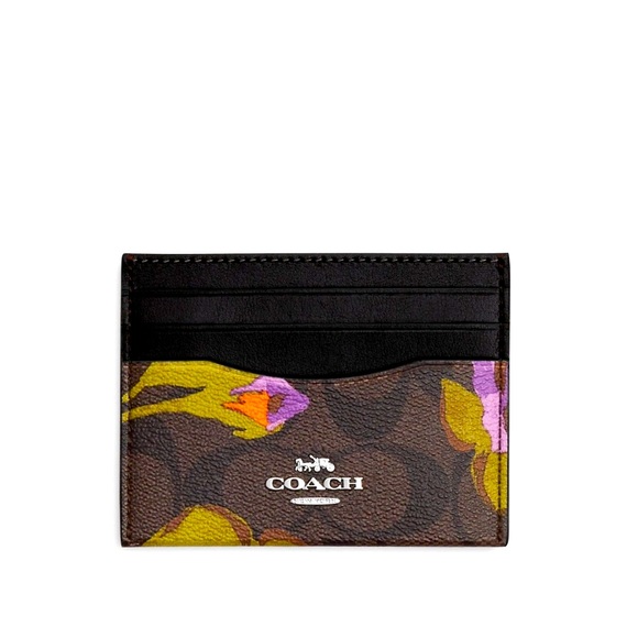 Coach Slim Id Card Case In Signature Canvas With Rose Print - Picture 1 of 7